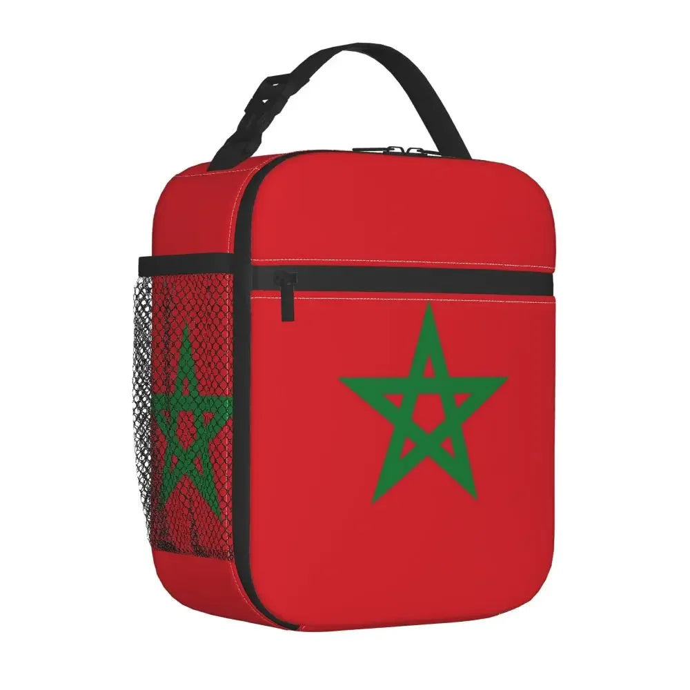 The Flag Of Morocco Thermal Insulated Lunch Bag Women Resuable Lunch Tote for School Office Outdoor Multifunction Food Box