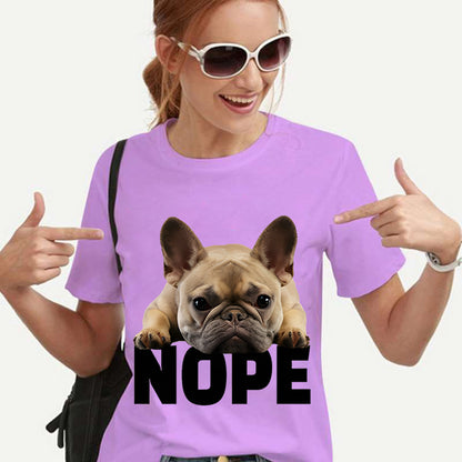 2023 New Women T-shirt Harajuku Shirt French Bulldog Nope Tops Tee Summer Female T Shirt Short Sleeve T Shirt for Women Clothing