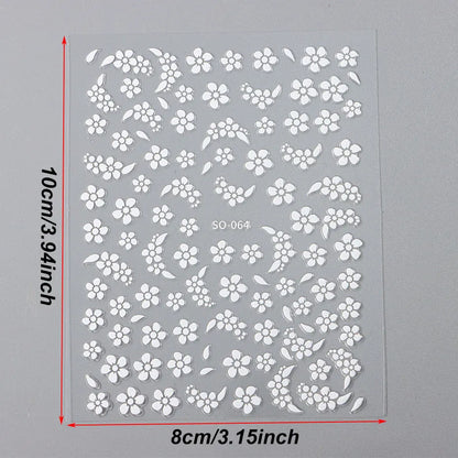 8/30Pcs Kawaii White Flower Nail Sticker Set Cute Japanese Style Floral Decals Sakura Petals DIY Nail Charms Foils Wedding Decor