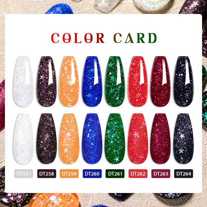 12pcs Christmas Gel Nail Polish Set,Glitter Sequins Gel Polish Semi Permanent Soak Off UV LED Nail Art Varnish Manicure Kit DIY