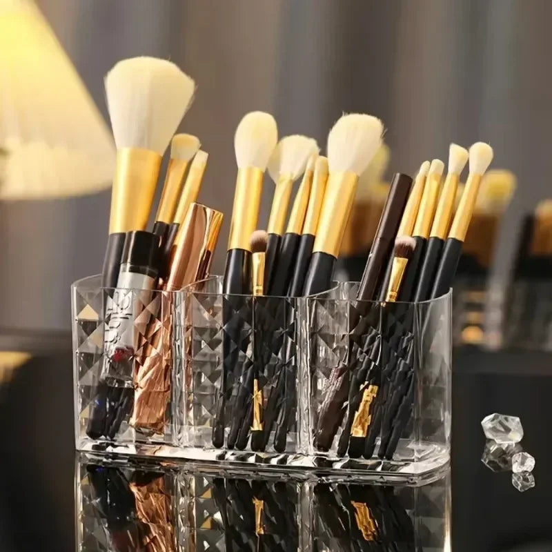 Clear Acrylic Makeup Brush Holder Desk Cosmetic Organizer Lipstick Storage Box Nail Polish Display Stand Rack Jewelry Case