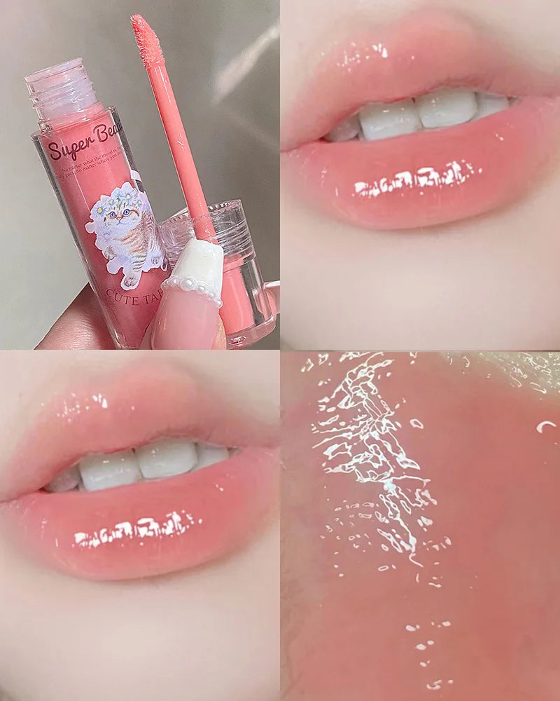 Liquid Lipstick Cute Cat Jelly Lip Glaze Moisturizing Lasting Sexy Red Mirror Lip Gloss Lip Tint Beauty Makeup Lip Care Oil