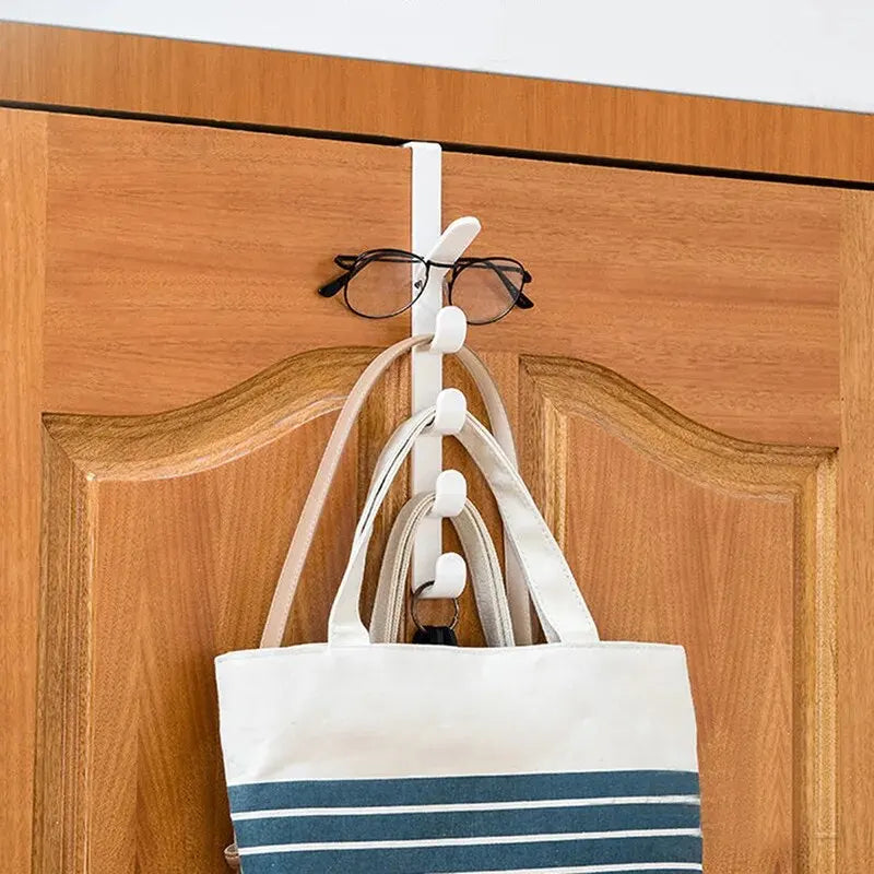 1pc Bedroom Door Hanger Clothes Hanging Rack Over The Door Plastic Home Storage Organization Hooks, Purse Holder For Bags Rails