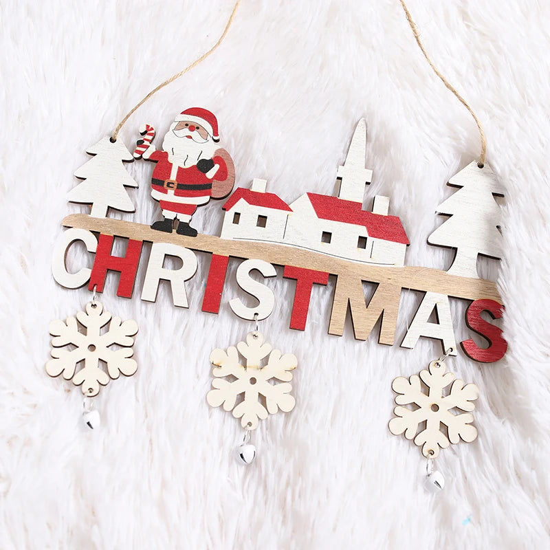 Wooden Christmas Hanging Pendants Gnome Santa Claus Merry Christmas Decoration for Home Xmas Tree Ornaments 2024 New Year Gifts