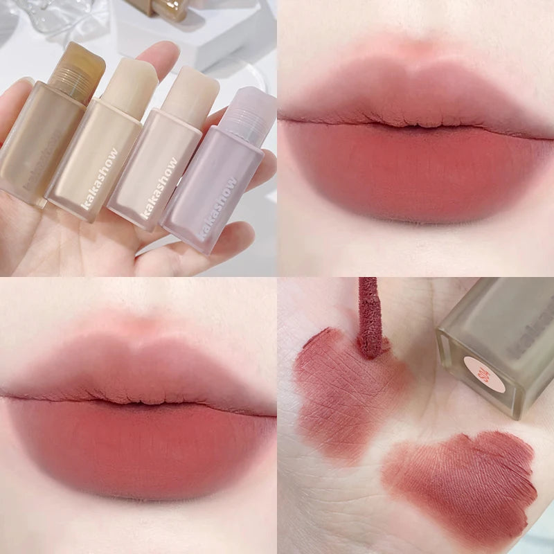 Chestnut Pink Lip Glaze Matte Liquid Lipstick Waterproof Long Lasting Velvet Nude Red Lip Mud Smooth Cheek Rouge Tint Cosmetics