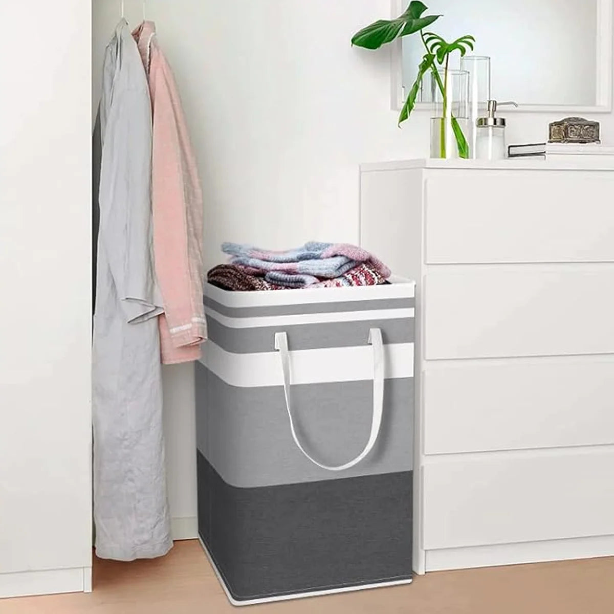 1PC/2PC 72L/19Gal Waterproof, Foldable Laundry Hamper, Portable Laundry Hamper Suitable For Bedrooms, Laundry Rooms, Dormitories High Gloss