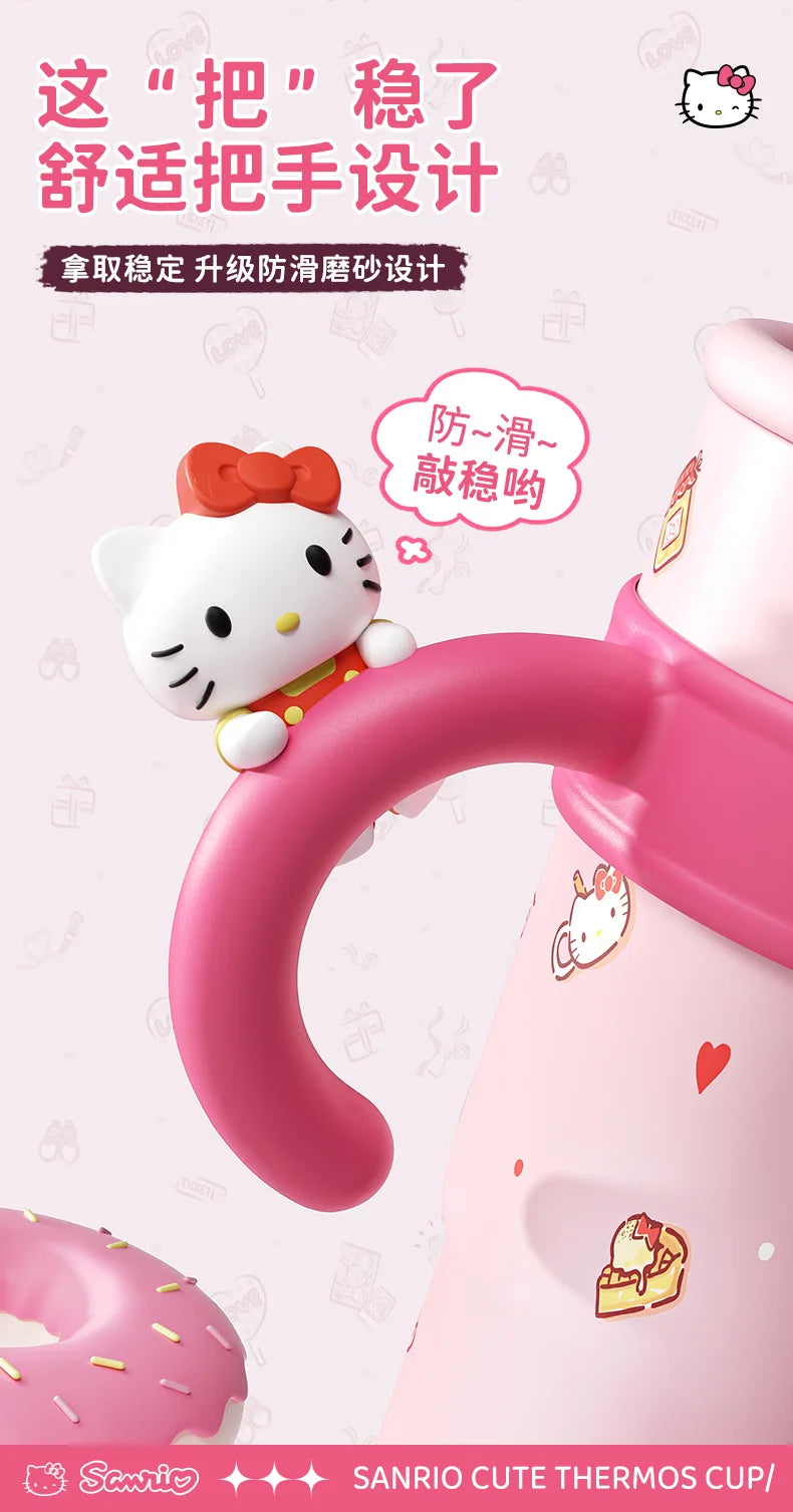 Sanrio Insulated Water Bottle Hello Kitty Cute Figure Large Capacity Straw Thermos700ml  Cup My Melody Cartoon kids Cup Gifts