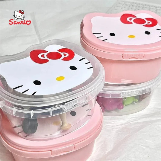 Anime Sanrio Hello Kitty Storage Box Kawaii Storage Box Cartoon Creative Transparent Student Girldesktop Stationery Storage Box