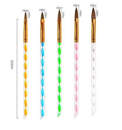 15Pcs/Set Nail Art Brush Ombre Brushes UV Gel Nail Polish Brush Painting Drawing Carving Pen Set For Manicure DIY Design Tools