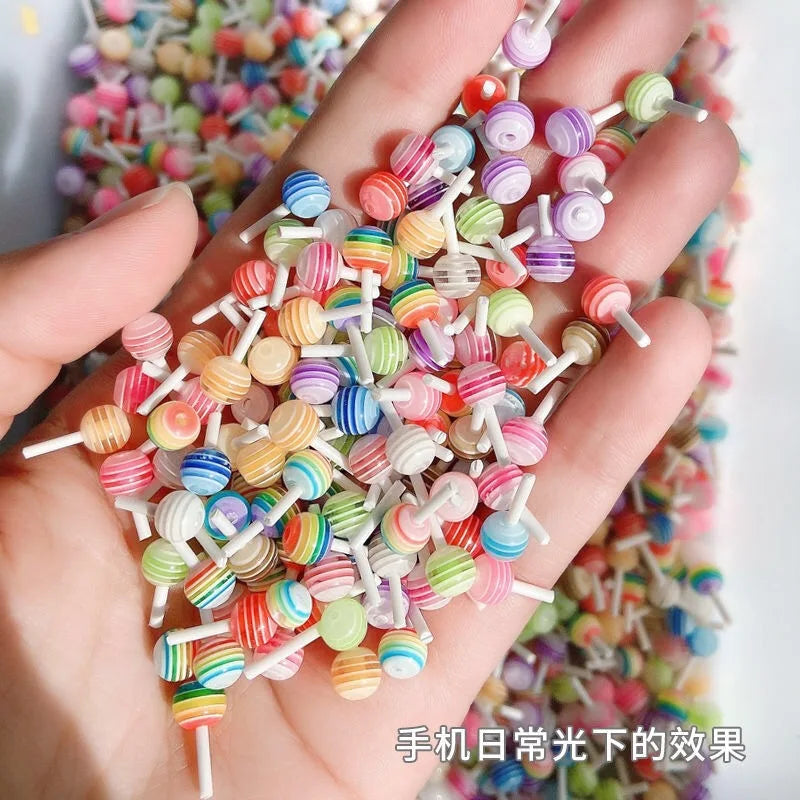 50pcs Miniature Lollipop/ 1:12 kawaii charm for Nails, Crafts, Jewelry/ Cute 3D Studs Charms Jewelry, 3D Lollipop Charms