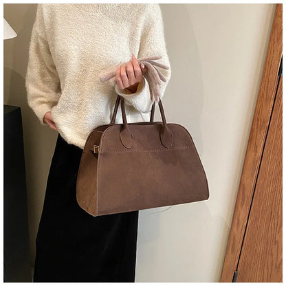 Ladies' Top-handle Bag High-end Feel Niche Design Large Capacity Vintage Commute Handbag For Autumn/winter Season