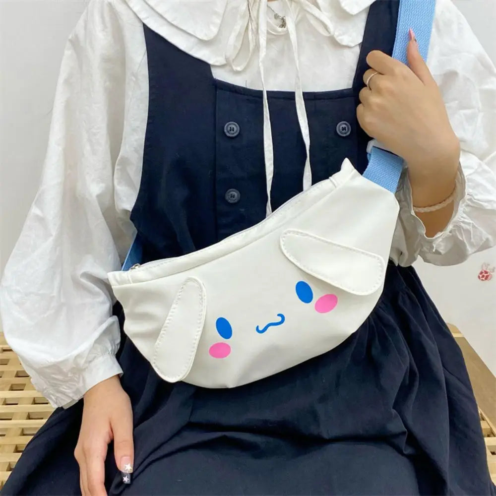 Kawaii Sanrio Shoulder Bag Kuromi My Melody Casual Simple Sling Storage Crossbody Cinnamoroll Chest Bag Women Student Girl Gifts