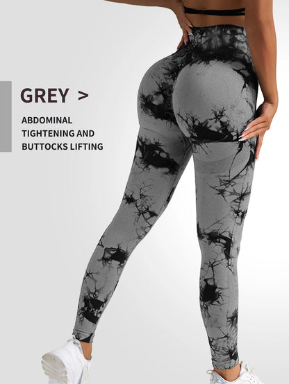 New Tie Dye Yoga Pants Sport Leggings Women Seamless High Waist Push Up Woman Tights Fitness Workout Leggins Gym Clothing