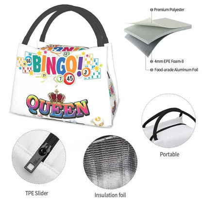 I Love Bingo Game Insulated Lunch Bags for School Office Waterproof Cooler Thermal Lunch Box Women lunchbag