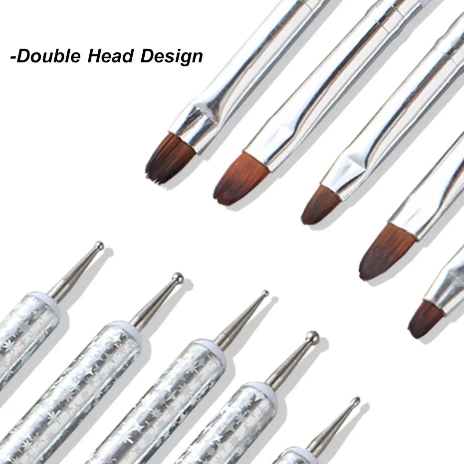 5Pcs Carving Nail Art Brush 3D Painting Drawing Dotting Design Pen Dual-ended Acrylic Gel UV Polish Professional Manicure Tools