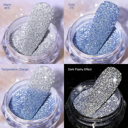 Green Chameleon Color Pigment Nail Powder Summer Pretty Shiny Nail Glitter Metallic Glitter Powder Chrome Dust UV Gel Nail Art