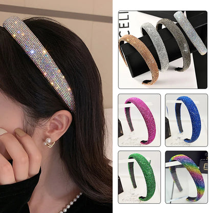 Luxury Baroque Full Rhinestone Sponge Headband Fashion Hair Accessories Women Rhinestone Shiny Hairbands Cute Hair Hoop Headwear