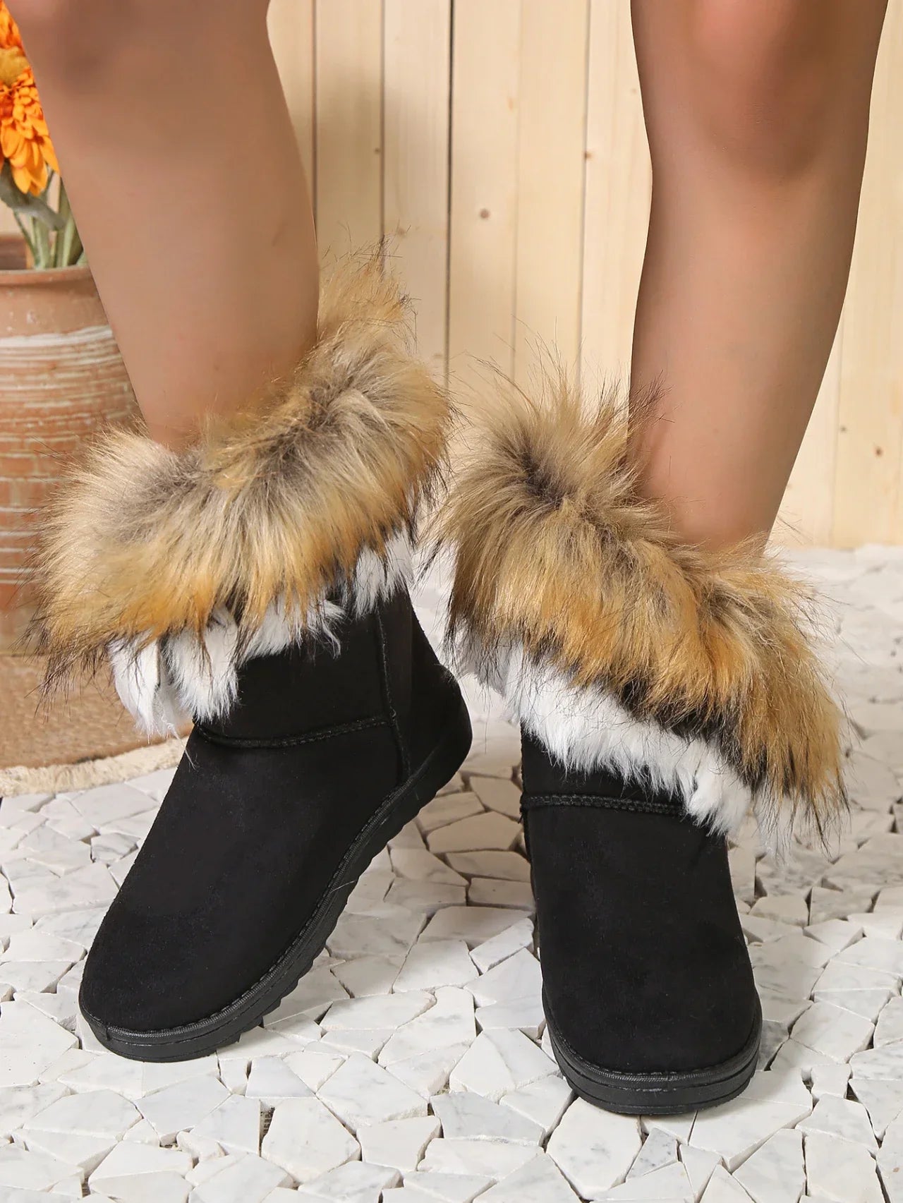 Cotton shoes women's winter boots 2023 new snow boots women plus fleece thickened warm 100 flat short boots women non-slip