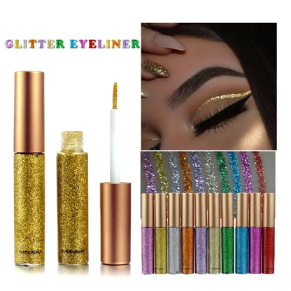 10 Colors White Gold Glitter Eyeshadow For Easy to Wear Waterproof Liquid Sequin Eyeliner pen Beauty Eye Liner Makeup tool