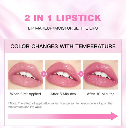 Sparkling Sequins Color Changing Lipstick Jelly Balm Moisturizing Glitter Pearl Lip Balm Long Lasting Transparent Lipstick Gel