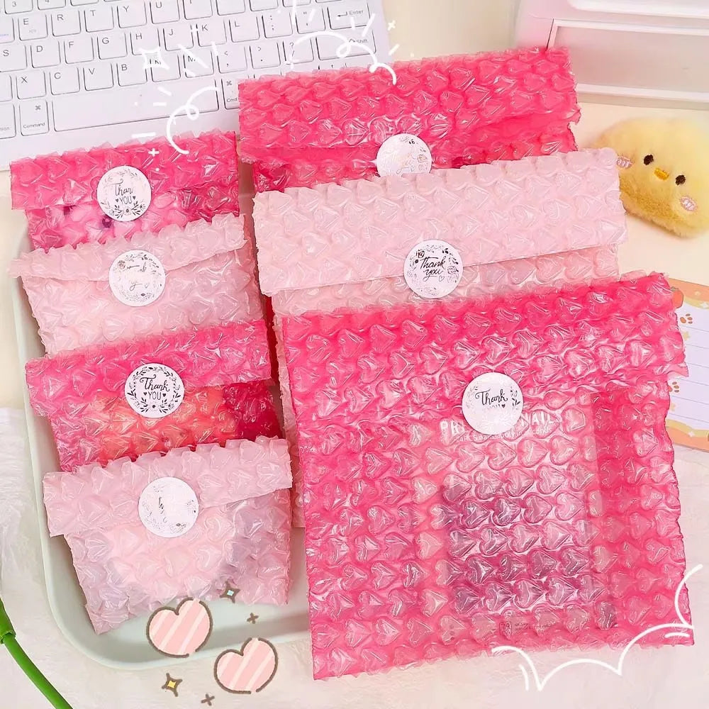 50-5Pcs Pink Love Bag Bubble Envelope Bubble Envelope Padded Envelopes Packaging Bag Business Bubble Mail Decor Packaging Sack