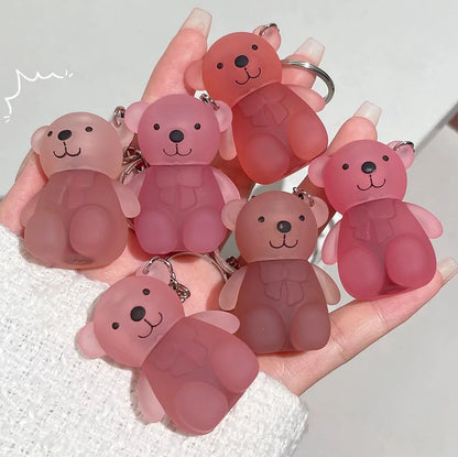 Cute Bear Keychain Lip Mud Matte Velvet Mousse Grey Pink Lipstick Waterproof Long Lasting Non-Stick Cup LipGloss Korean Cosmetic