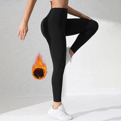 Thick Fleece Lined Warm Leggings for Women High Waisted Tummy Control Leggings Winter Slimming Leggings