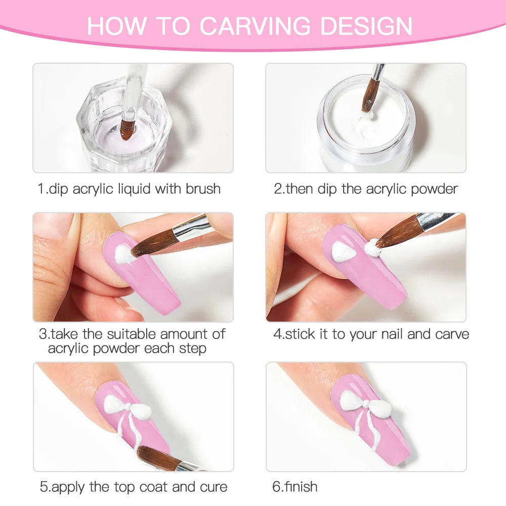 Nail Acrylic Powder and Liquid Monomer Nails Art Decoration For Manicure Set Kit Crystal Nail Glitter 3D Nail Tips Carving Tools