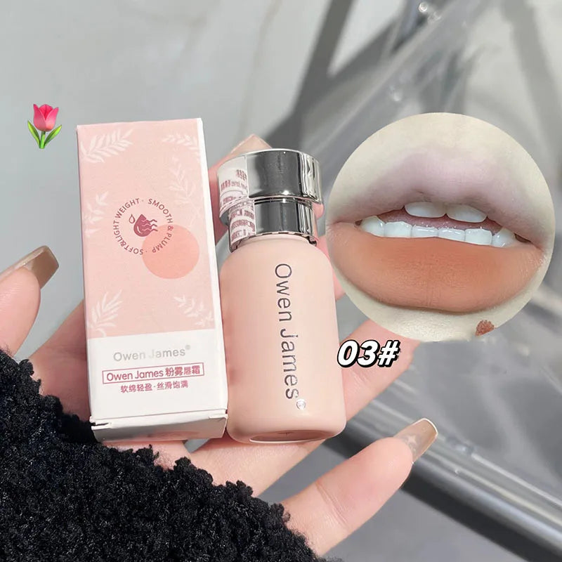 Small Bottle Pink Mist Lip Cream Mud Matte Velvet Lip Gloss Clay Long-lasting Color Non-drying Nude Peach Lip Glaze Rouge Tint