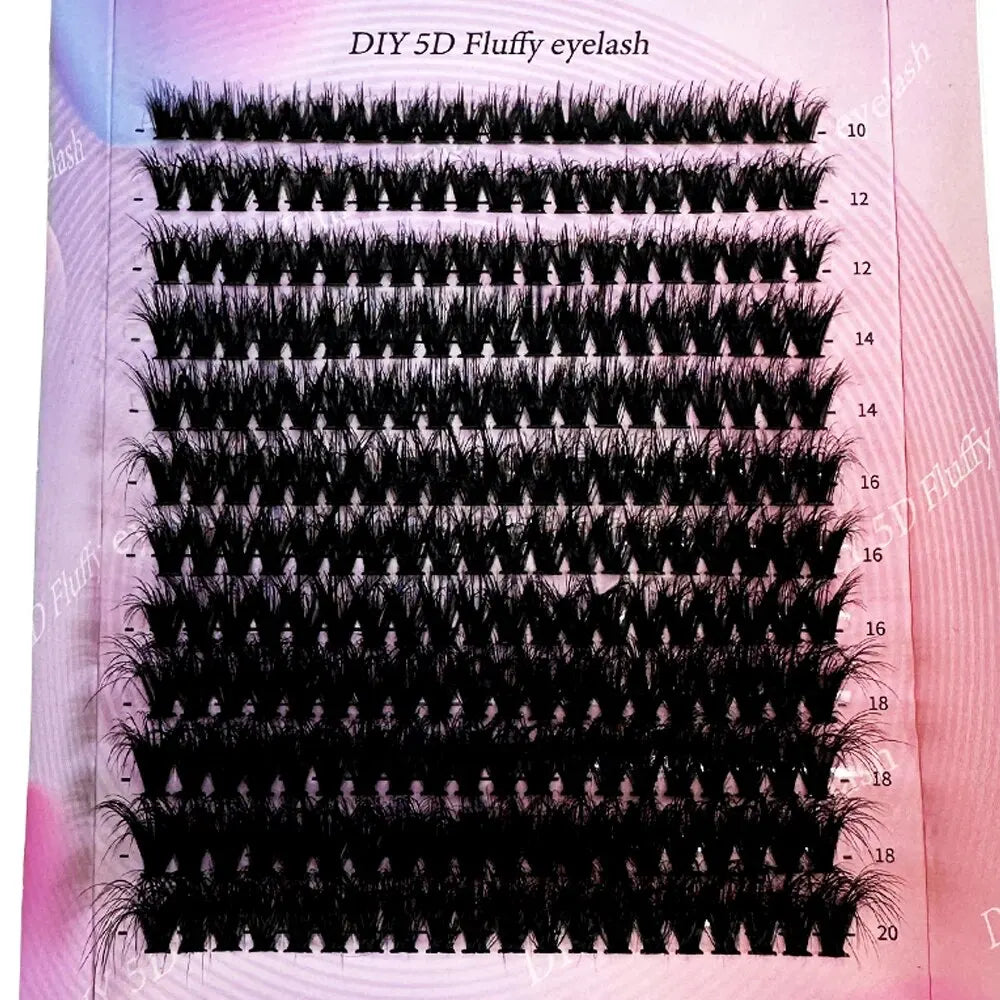 240Ps DIY 5D Fluffy Lash Clusters 80D Thick Eyelash Clusters CC Curl Wispy Individual Lashes 10-20mm Cluster Eyelash Extensions