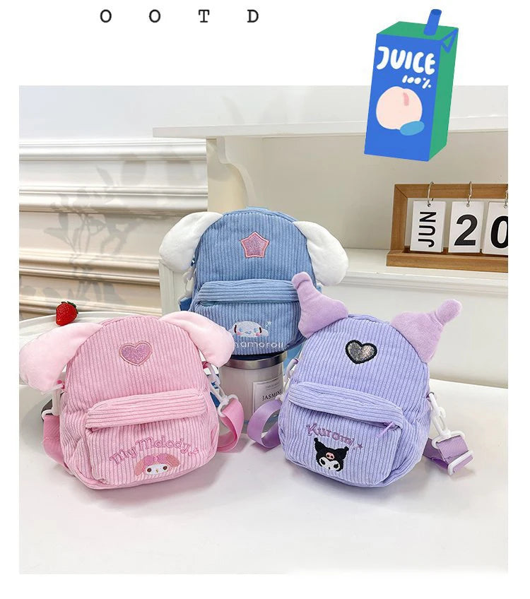 Kawaii Sanrio Plush Bag My Melody Kuromi Cartoon Animal Handbag Cute Cinnamoroll Storage Tote Bags Women Girls Birthday Gifts