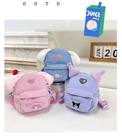 Kawaii Sanrio Plush Bag My Melody Kuromi Cartoon Animal Handbag Cute Cinnamoroll Storage Tote Bags Women Girls Birthday Gifts