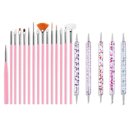 15Pcs/Set Nail Art Brush Ombre Brushes UV Gel Nail Polish Brush Painting Drawing Carving Pen Set For Manicure DIY Design Tools