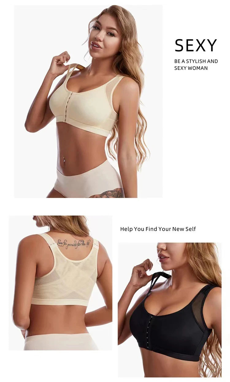 Vest Bras S-5XL Front Closure Posture Corrector Lift Up Bra Women Push Up Cross Back Underwear Shockproof Sports Support Fitness