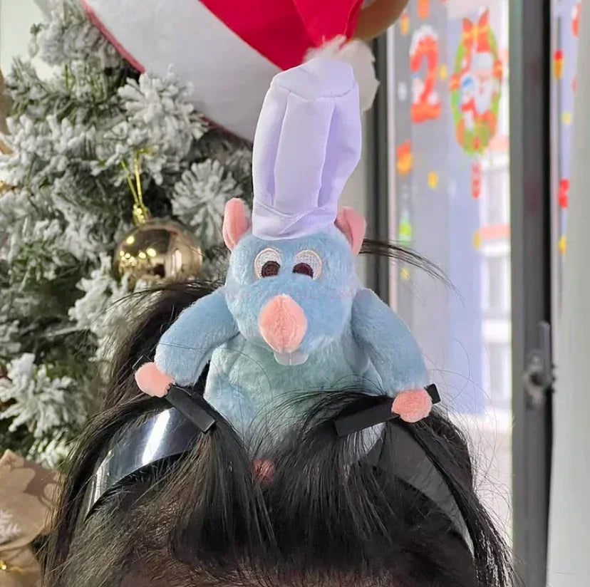 Disney Ratatouille Hairband New Cartoon Plush Doll Headband French Wide-Brimmed Hairpin Photo Headdress Creativity Girl Toy Gift