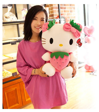 30cm Sanrio New KT Cat Doll Embracing Angel Kitty Cat Child Sleeping Pillow Cloth Doll Soft Plush Toy Room Decoration Gifts