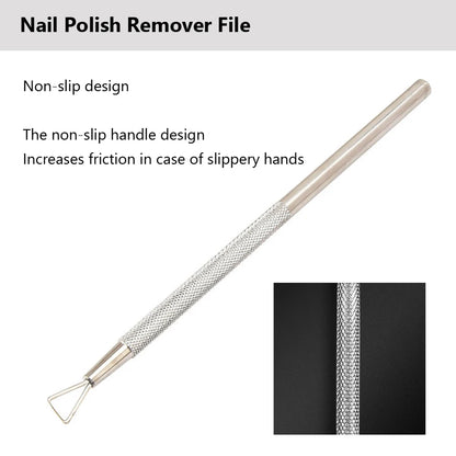 Nail Art Polish UV Gel Remover Stick Rod, Stainless Steel, Triangle, Dead Skin, Cuticle Pusher, Cleaner, Grinding Manicure Tools