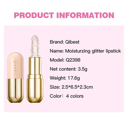 Sparkling Sequins Color Changing Lipstick Jelly Balm Moisturizing Glitter Pearl Lip Balm Long Lasting Transparent Lipstick Gel