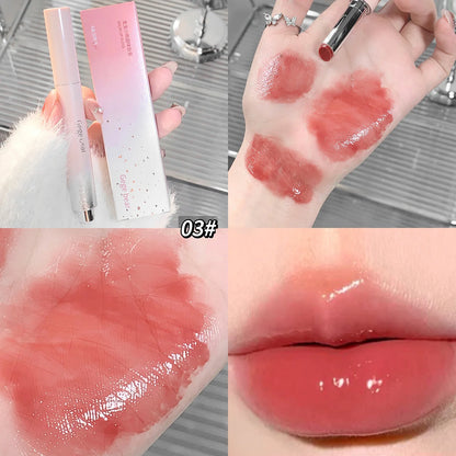 Jelly Solid Lip Gloss Cute Hydrating Mirror Red Brown Lipstick Clear Moisturizing Lips Tint Nature Nude Lip Makeup Cosmetics