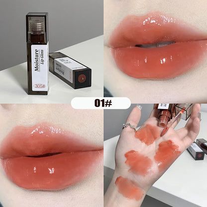 Nude Grey Mirror Lip Glaze Crystal Lip Tint Oil Clear Water Light Lip Gloss Lasting Non-stick Cup Punk Smoky Liquid Lipstick