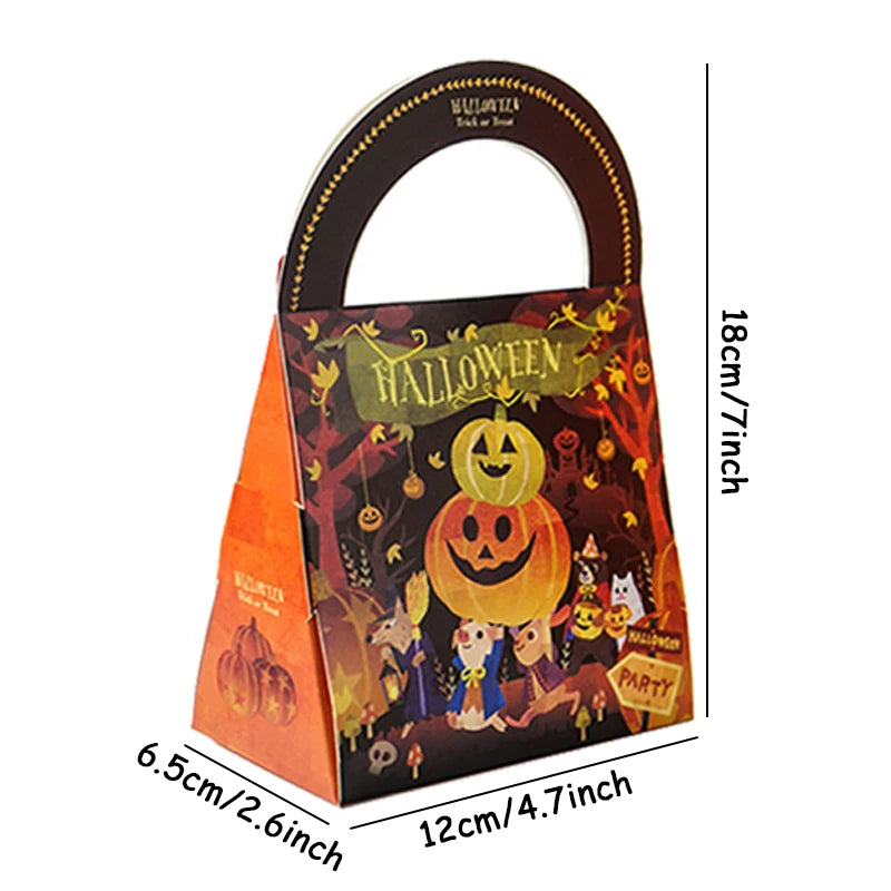 2Pcs Halloween Kraft Paper Portable Gift Bag Candy Packaging Bag With Handle Sealed Box Business Handbag Packaging Bag