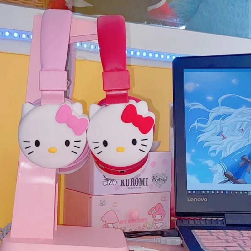 Hello Kitty Cute Bluetooth Headphone Wireless Headsets Anime Cartoon Stereo Headset Earphone With Mic Fashion Hottie Y2k Gifts