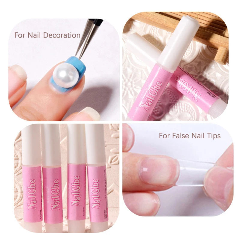 Super Strong Nail Glue Set For False Nail Tips Acrylic Nails Press On Fake Nails Art Decoration Long Lasting Adhesion Gel