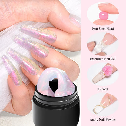 4/6pcs Aurora Non-Stick Hand Solid Nail Extension Gel Set Prolong Hard Gel Solid Gel Extension Nail Kit Carving Nail Extensions