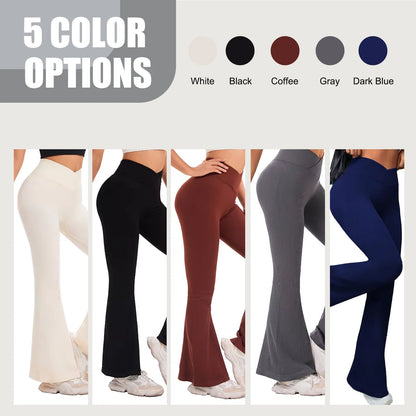 Women Flare Yoga Pants High Waisted Workout Running Pants Soft Athletic Tummy Control Pants Yoga Workout Pants