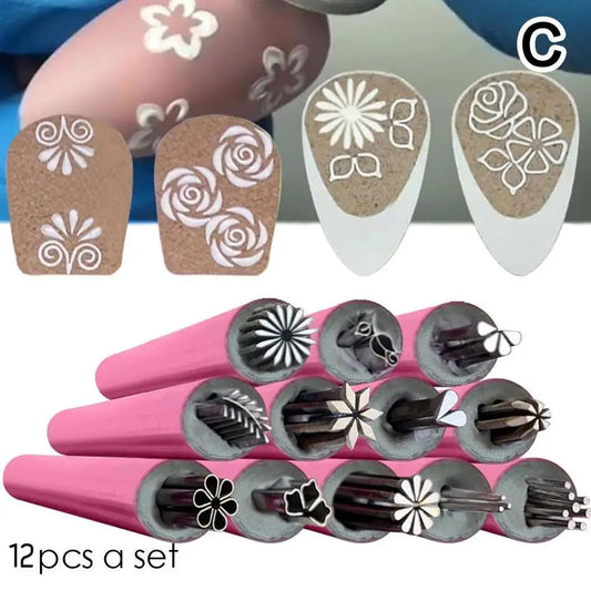 Nail Art Stamp Pen Set Nail Templates Art Pen Double-Sided Head Stamper Polishing Painting Drawing Manicure Tools Manicure Decor