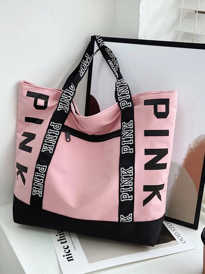 Literary Nylon Tote Bag For Women Large Capacity Shoulder Bag Fashion Letter Strap Handbags Large Capacity Tote Bag