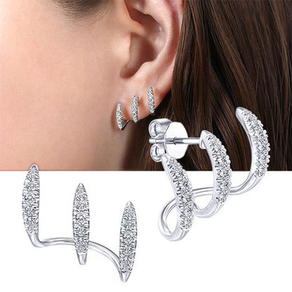 Trendy Silver Color Claws Stud Earrings White Zircon Modern Design Fashion Versatile Accessories Women 2022 Jewelry