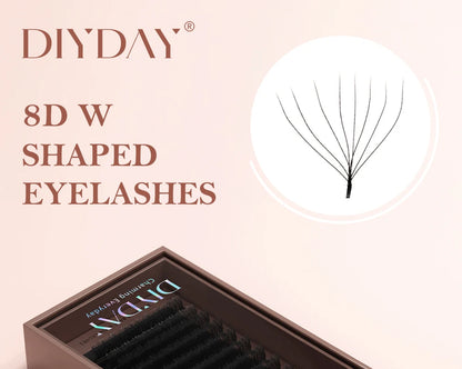 DIYDAY 7D 8D W Shape Eyelash Extension Premade Volume Fans W Shaped 3D 4D 5D 6D 7D 8D False Lashes for Makeup