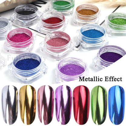 Red Chrome Nail Powder Y2K Metallic Mirror Effect Pigment Fine Rubbing Nail Glitter Flakes Dust Valentine Decorations Manicure